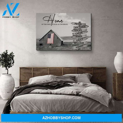 Home Of The Free - Personalized Custom Multi-Name Canvas