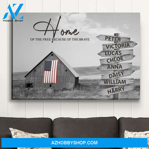 Home Of The Free - Personalized Custom Multi-Name Canvas