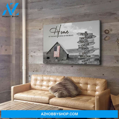 Home Of The Free - Personalized Custom Multi-Name Canvas