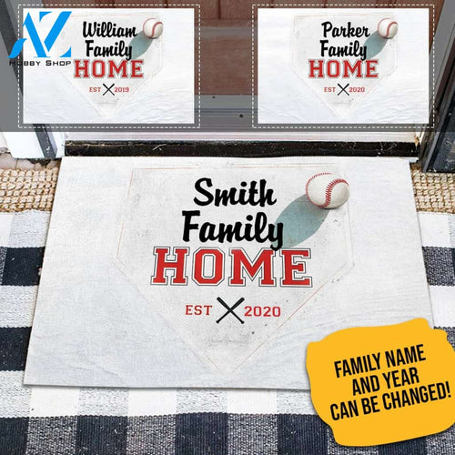 Home Plate With Family Name Christmas Gift For Baseball Fan Baseball Lover Baseball Family Personalized Doormat AP01