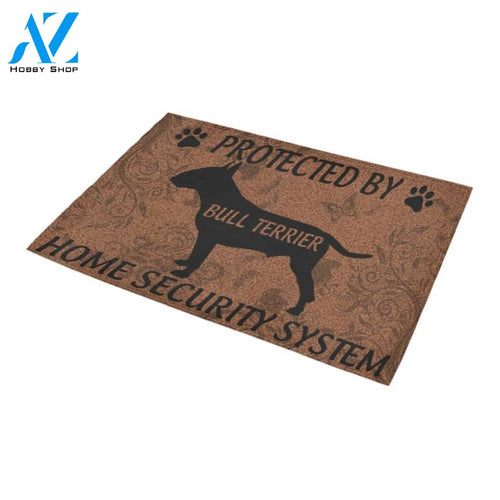 Home Security System Protected By Bull Terrier Doormat Indoor And Outdoor Mat Entrance Rug Sweet Home Decor Housewarming Gift Gift For Friend Family Stem Feminist