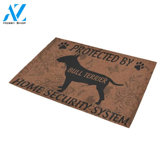 Home Security System Protected By Bull Terrier Doormat Indoor And Outdoor Mat Entrance Rug Sweet Home Decor Housewarming Gift Gift For Friend Family Stem Feminist