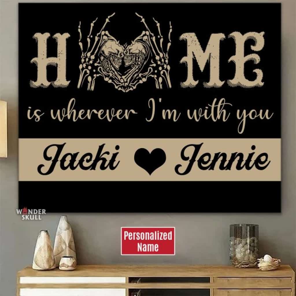 Home - Skull Gothic Couple Love Canvas Gallery Wraps 18X12 Inches Canvass