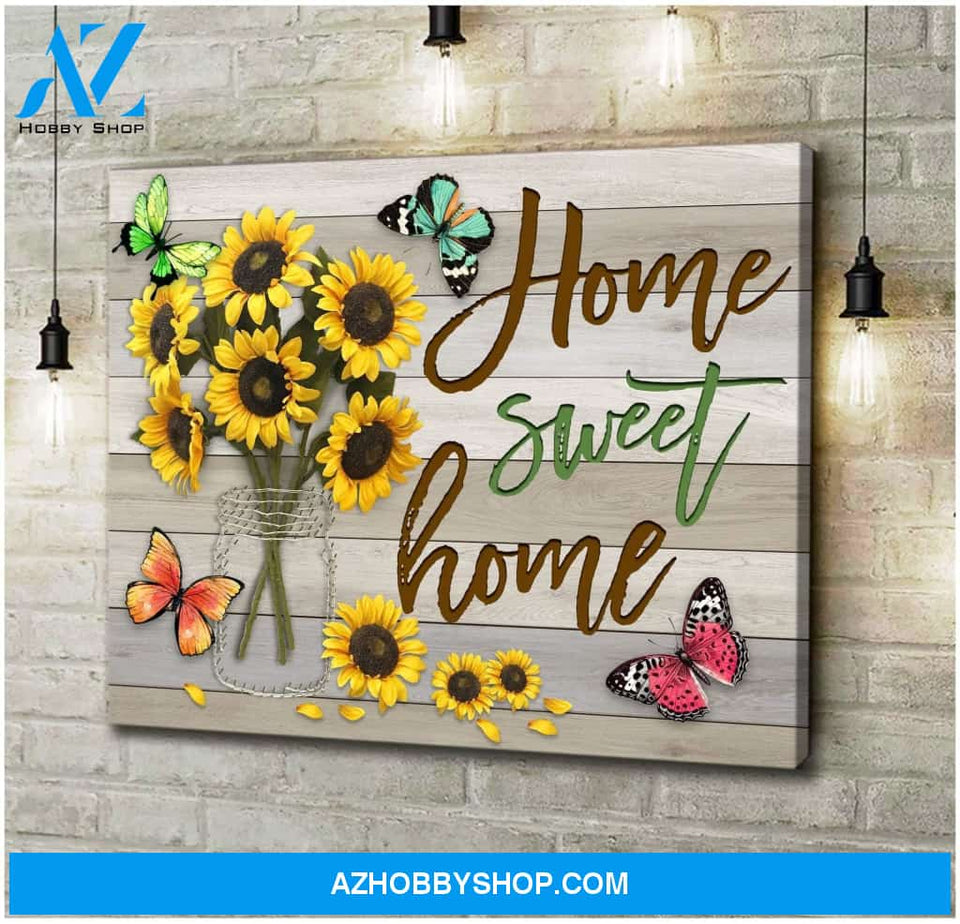 Home Sweet Home Butterfly Wall Art Canvas