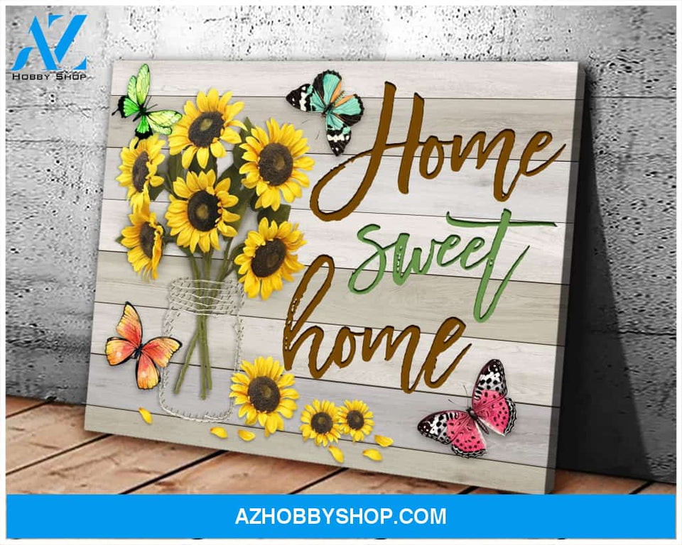 Home Sweet Home Butterfly Wall Art Canvas