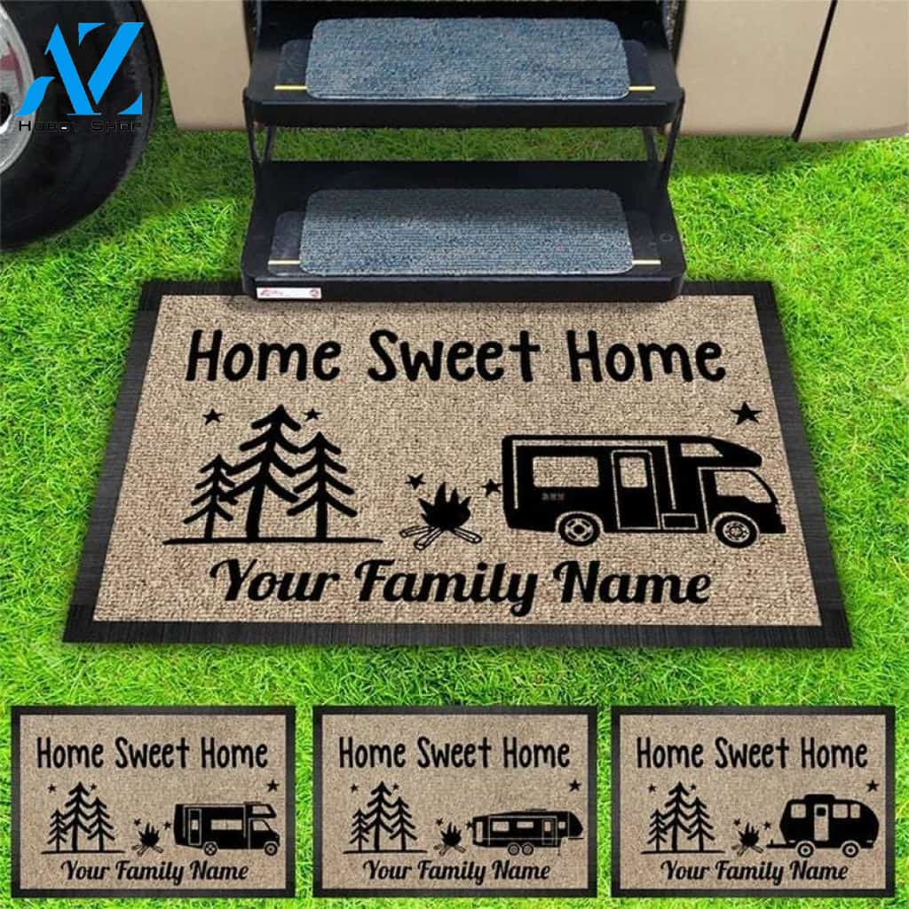 Home Sweet Home Doormat, Personalized Welcome Mat, Custom Welcome Mat, Custom Camping Doormat, Camping Welcome Mat, Camper Doormat