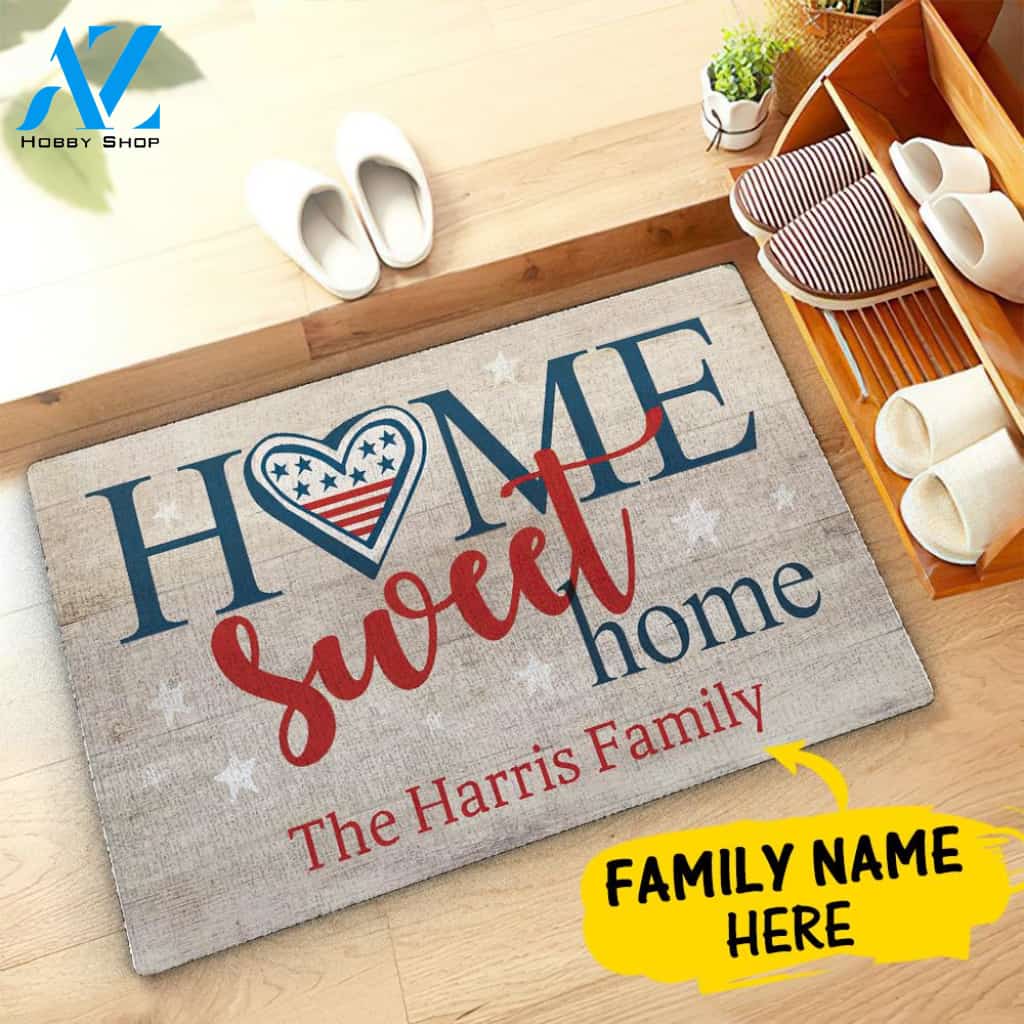 Home Sweet Home Family Name Custom Doormat Personalized Doormat Housewarming Gift Custom Welcome Mat
