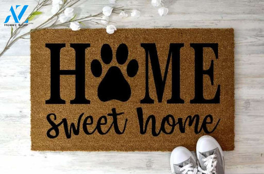 Home sweet home paw print doormat, paw print doormat, Cat lover decor, Dog lover decor, welcome mat, welcome decor, cute doormat