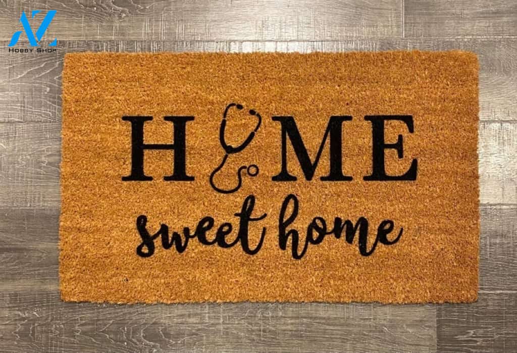 Home Sweet Home - Stethoscope Doormat Welcome Mat House Warming Gift Home Decor Funny Doormat Gift Idea
