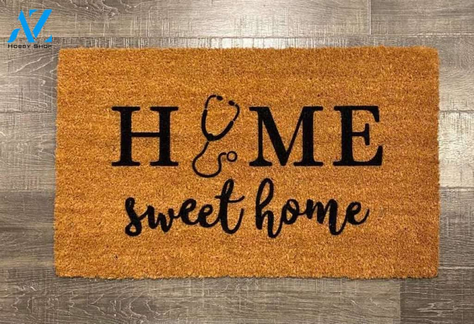 Home Sweet Home - Stethoscope Doormat Welcome Mat House Warming Gift Home Decor Funny Doormat Gift Idea