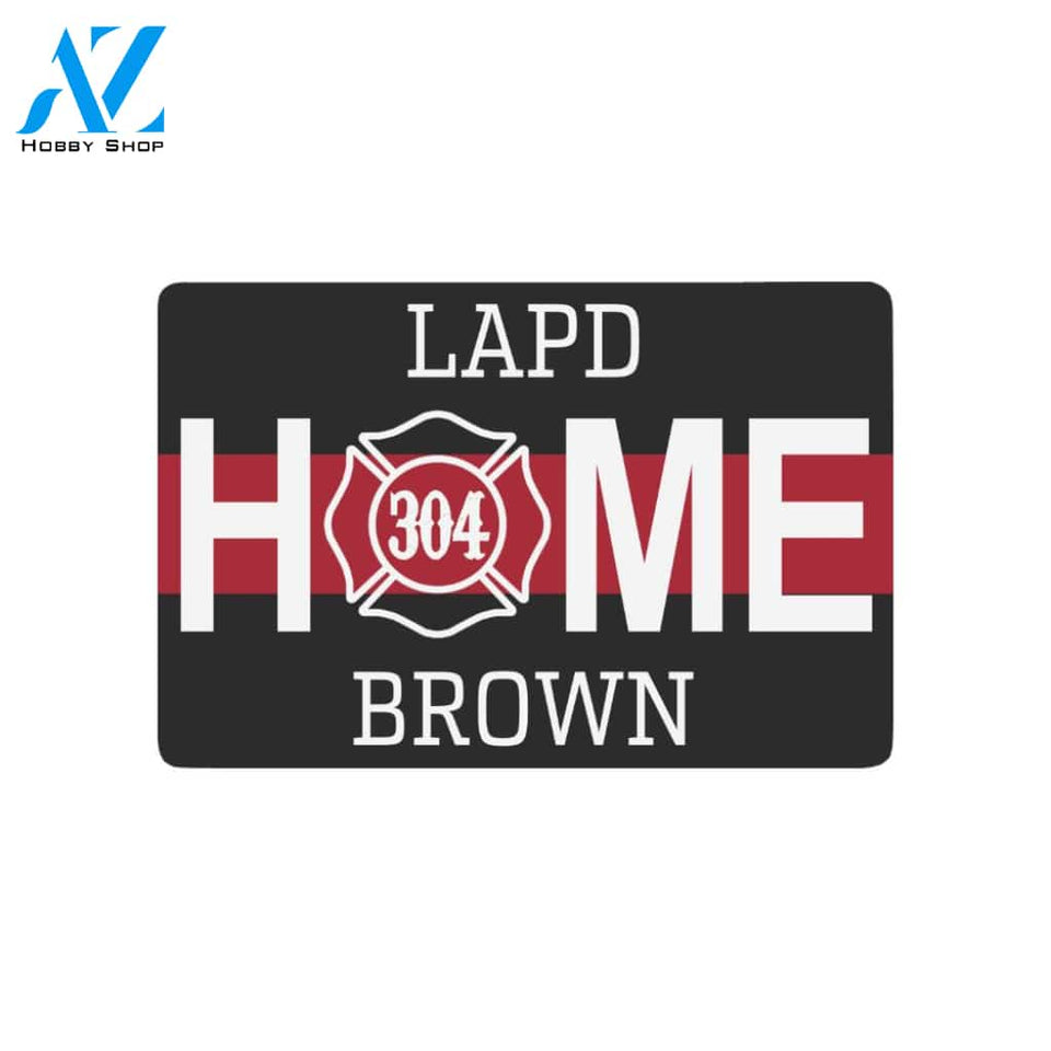 Home Thin Red Line Personalized Doormat 23.6" x 15.7" | Welcome Mat | House Warming Gift