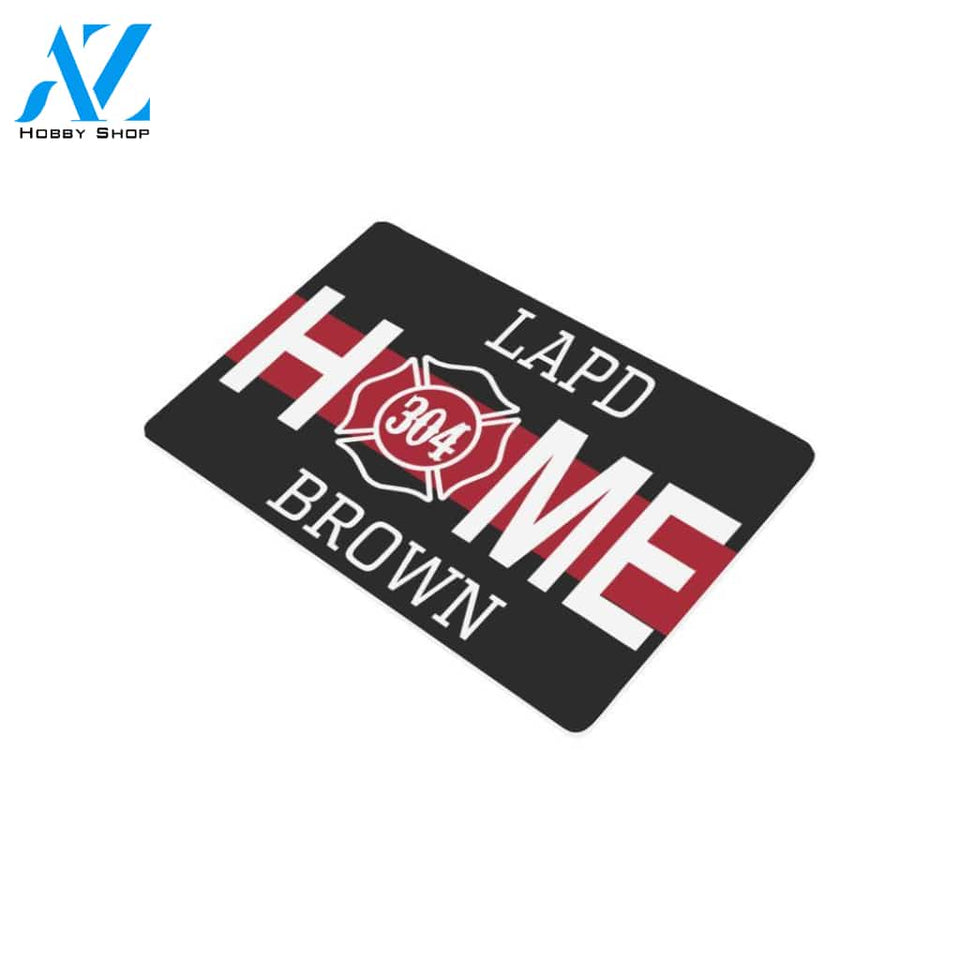 Home Thin Red Line Personalized Doormat 23.6" x 15.7" | Welcome Mat | House Warming Gift