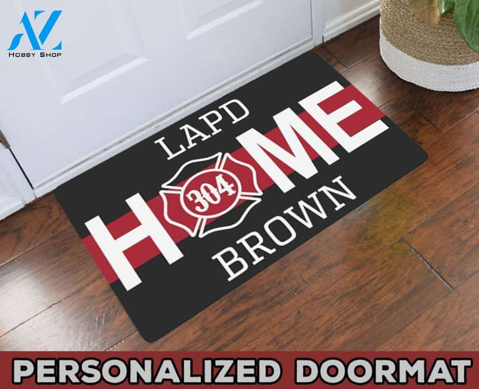 Home Thin Red Line Personalized Doormat 23.6" x 15.7" | Welcome Mat | House Warming Gift