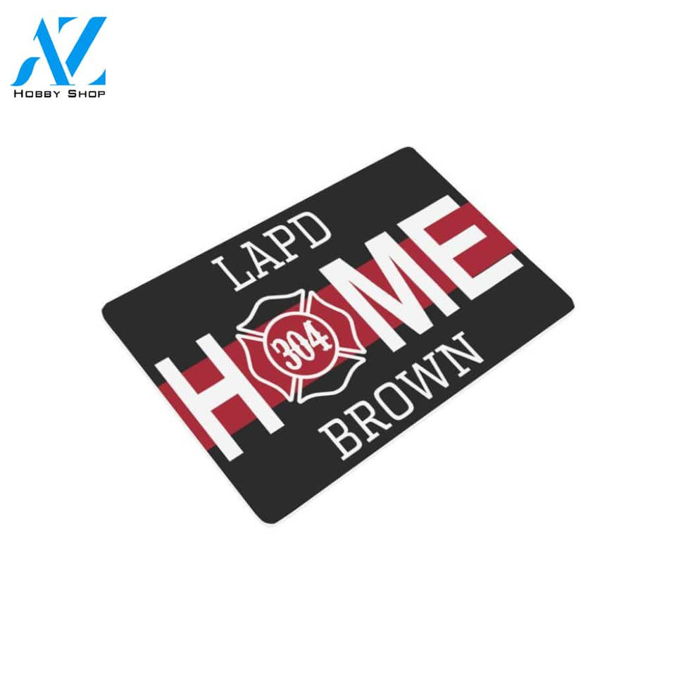 Home Thin Red Line Personalized Doormat 23.6" x 15.7" | Welcome Mat | House Warming Gift
