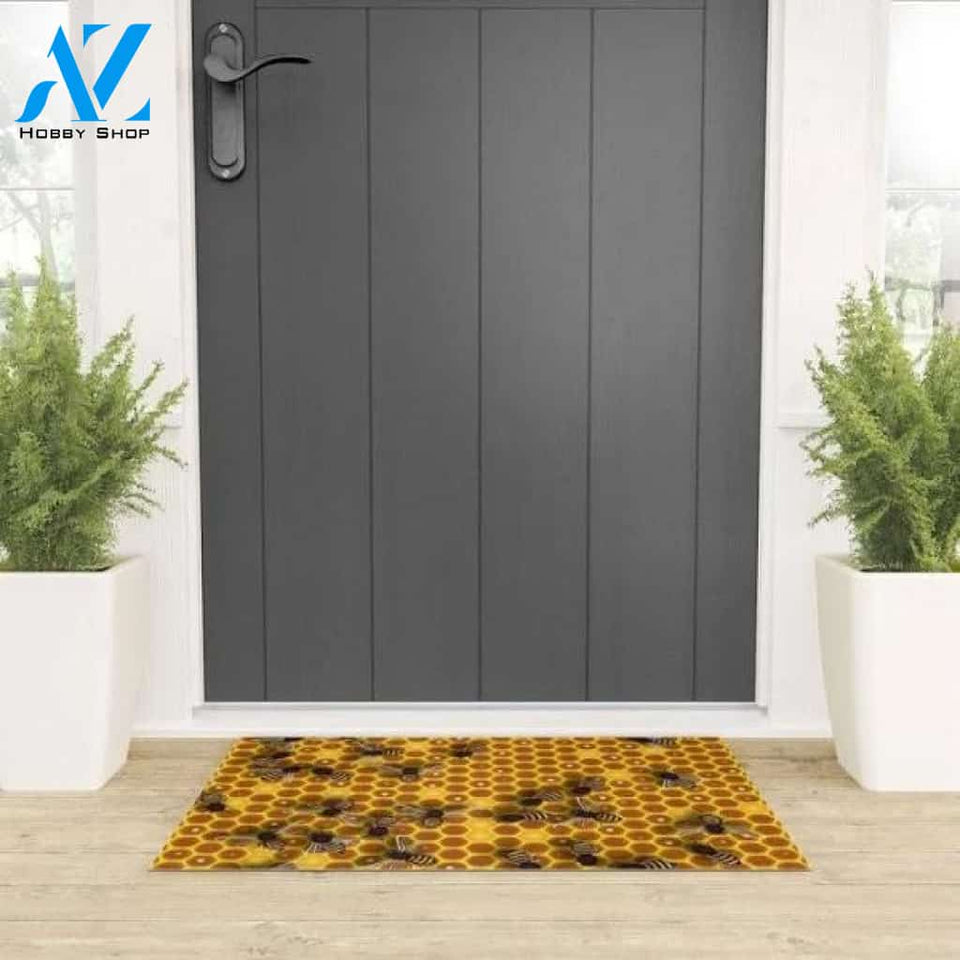 Honeycomb Bee's Nest Illustration Insect Doormat Indoor and Outdoor Doormat Entrance Rug Sweet Home Decor Housewarming Gift Gift for Bee Lovers Insect Lovers Gift Idea