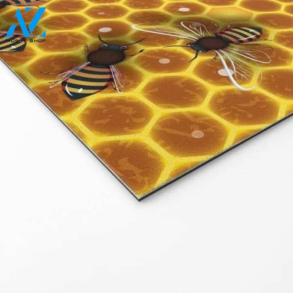 Honeycomb Bee's Nest Illustration Insect Doormat Indoor and Outdoor Doormat Entrance Rug Sweet Home Decor Housewarming Gift Gift for Bee Lovers Insect Lovers Gift Idea