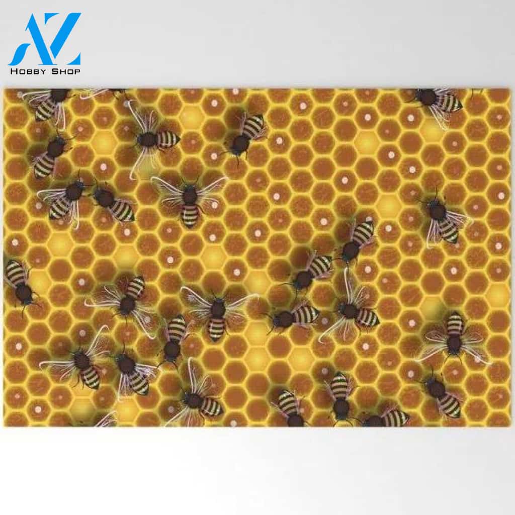Honeycomb Bee's Nest Illustration Insect Doormat Indoor and Outdoor Doormat Entrance Rug Sweet Home Decor Housewarming Gift Gift for Bee Lovers Insect Lovers Gift Idea