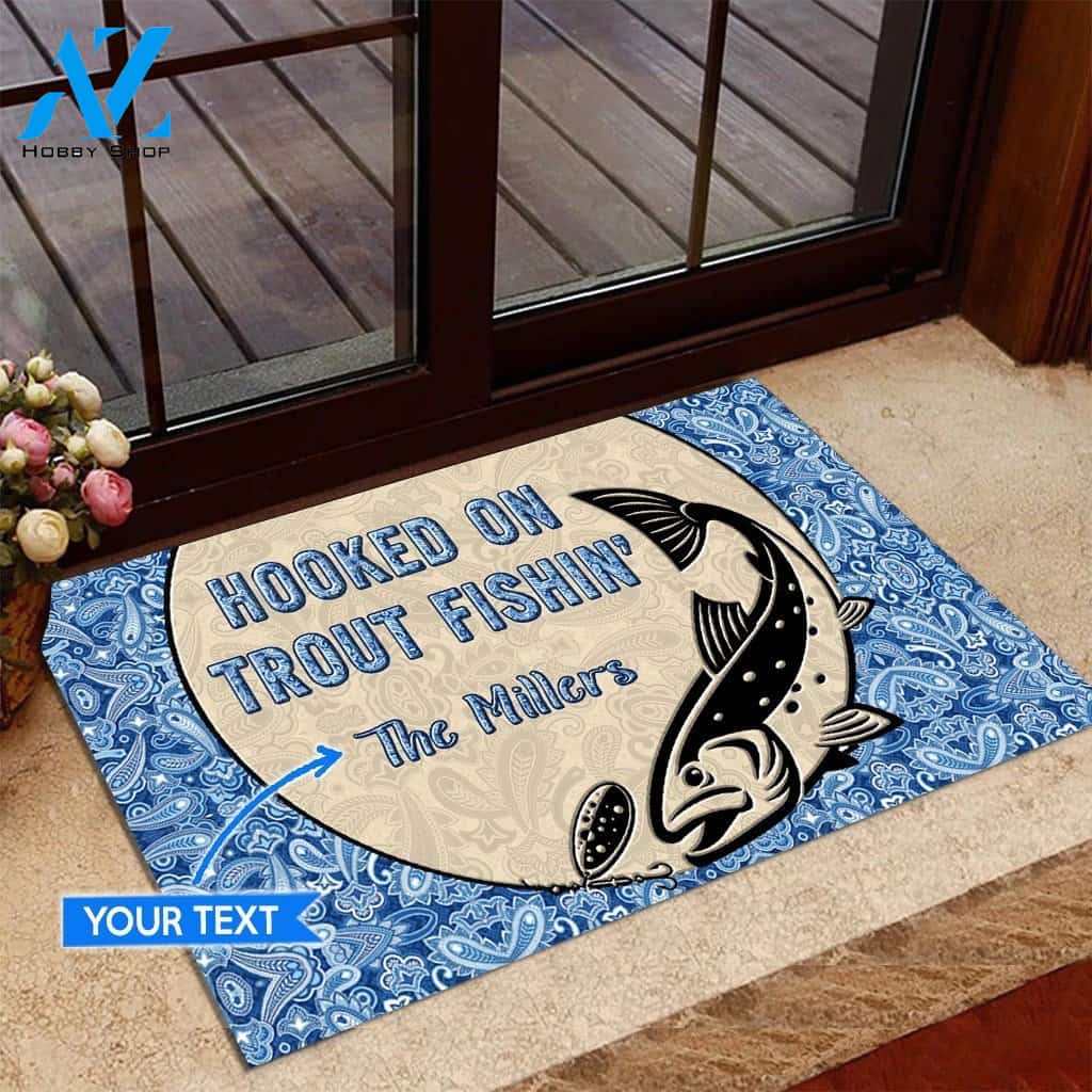 Hooked On Trout Fishing Personalized Doormat | Welcome Mat | House Warming Gift