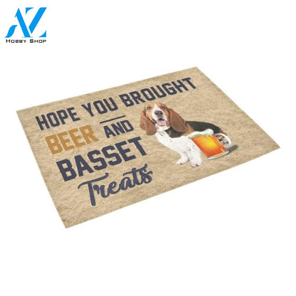 Hope You Brought Beer And Basset Hound Treats Printed Doormat Home Decor