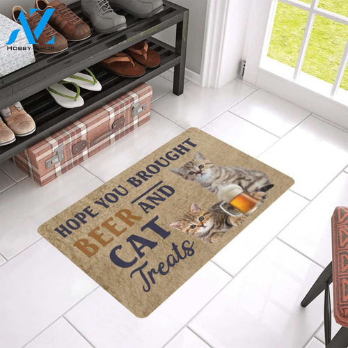 Hope You Brought Beer And Cat 02 Treats Doormat Welcome Mat Housewarming Gift Home Decor Funny Doormat Best Gift Idea For Family Birthday Gift