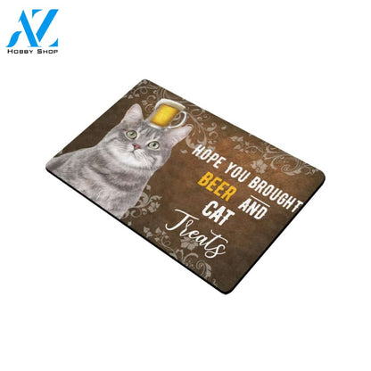 Hope You Brought Beer and Cat Treats Doormat Indoor and Outdoor Doormat Warm House Gift Welcome Mat Gift for Cat Lovers Birthday Gift