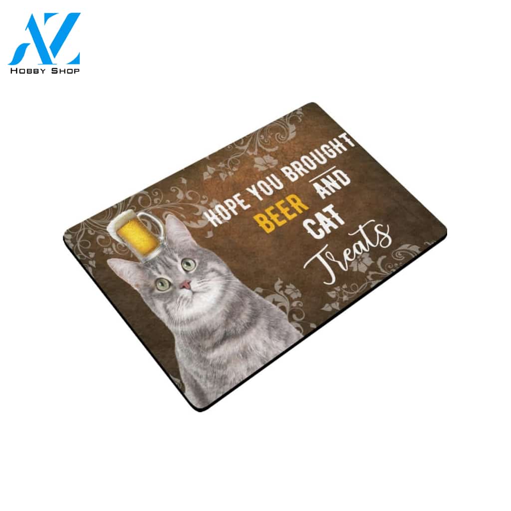Hope You Brought Beer And Cat Treats Doormat Indoor And Outdoor Mat Entrance Rug Sweet Home Decor Housewarming Gift Gift For Friend Family Stem Feminist