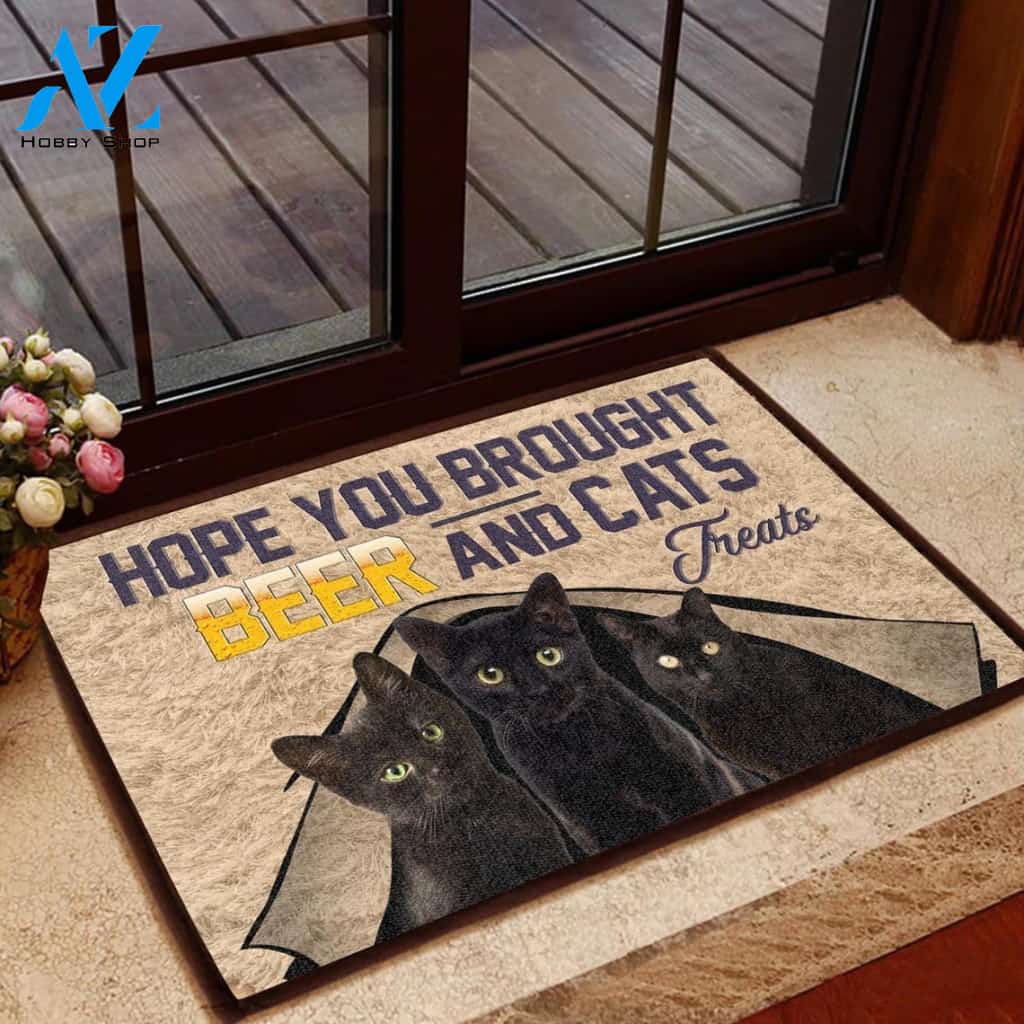 Hope You Brought Beer And Cats Treats Doormat Welcome Mat Housewarming Gift Home Decor Funny Doormat Best Gift Idea For Cat Lovers