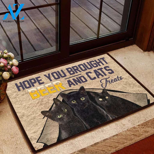 Hope You Brought Beer And Cats Treats Doormat Welcome Mat Housewarming Gift Home Decor Funny Doormat Best Gift Idea For Cat Lovers