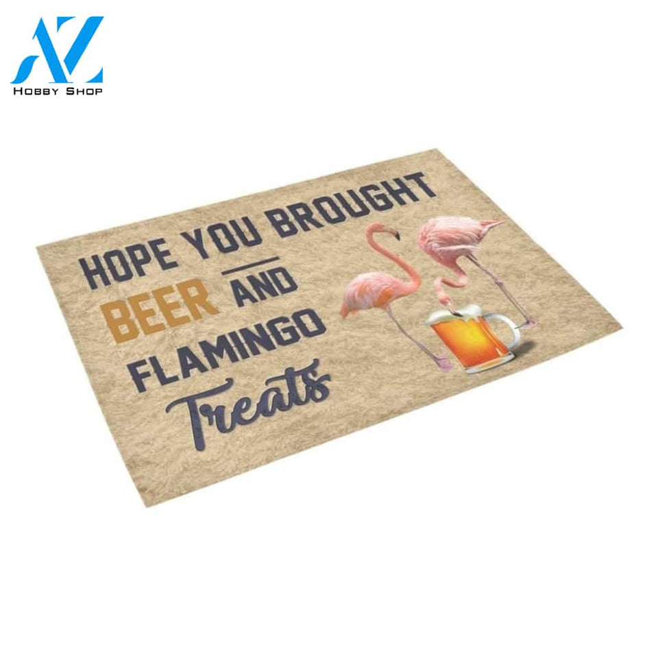 Hope You Brought Beer And Couple Flamingo Printed Doormat Home Decor