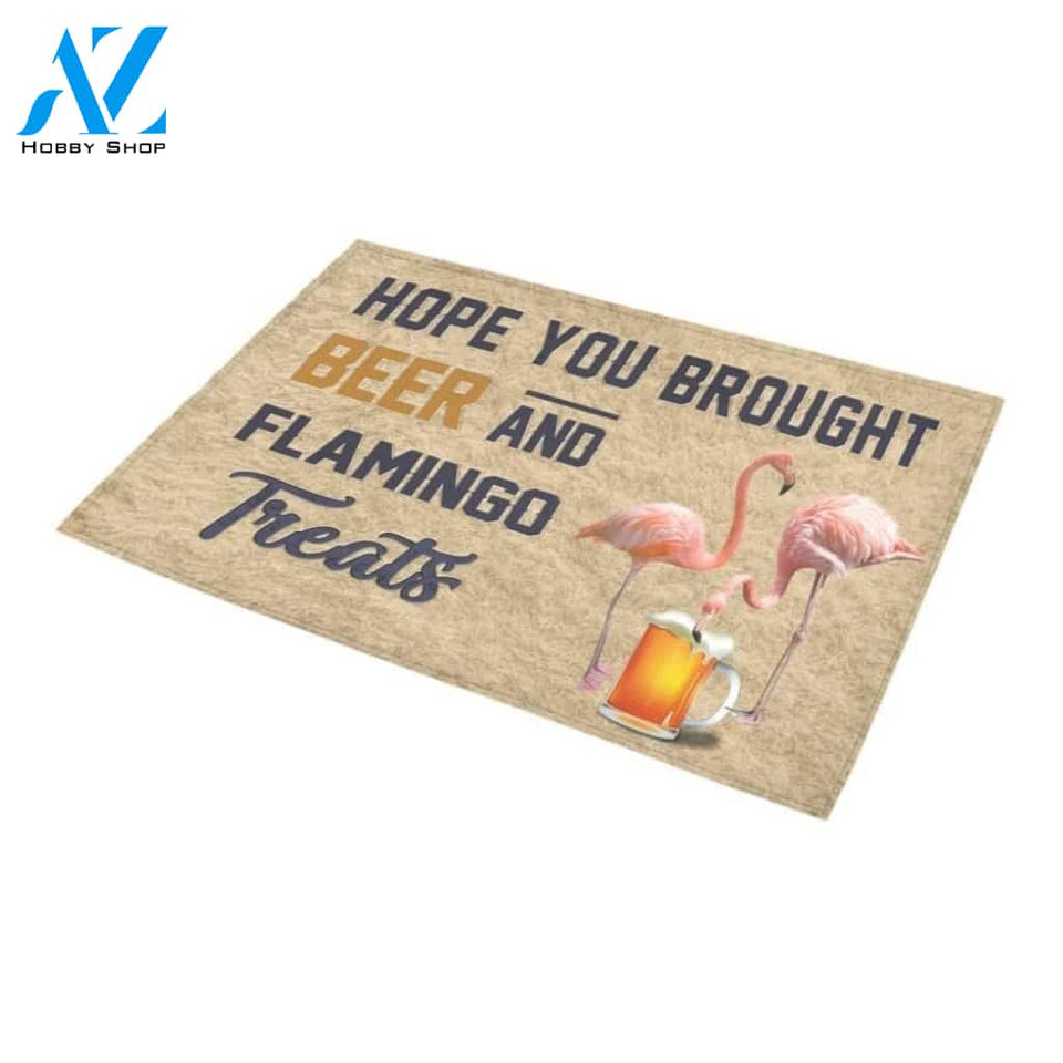 Hope You Brought Beer And Couple Flamingo Printed Doormat Home Decor