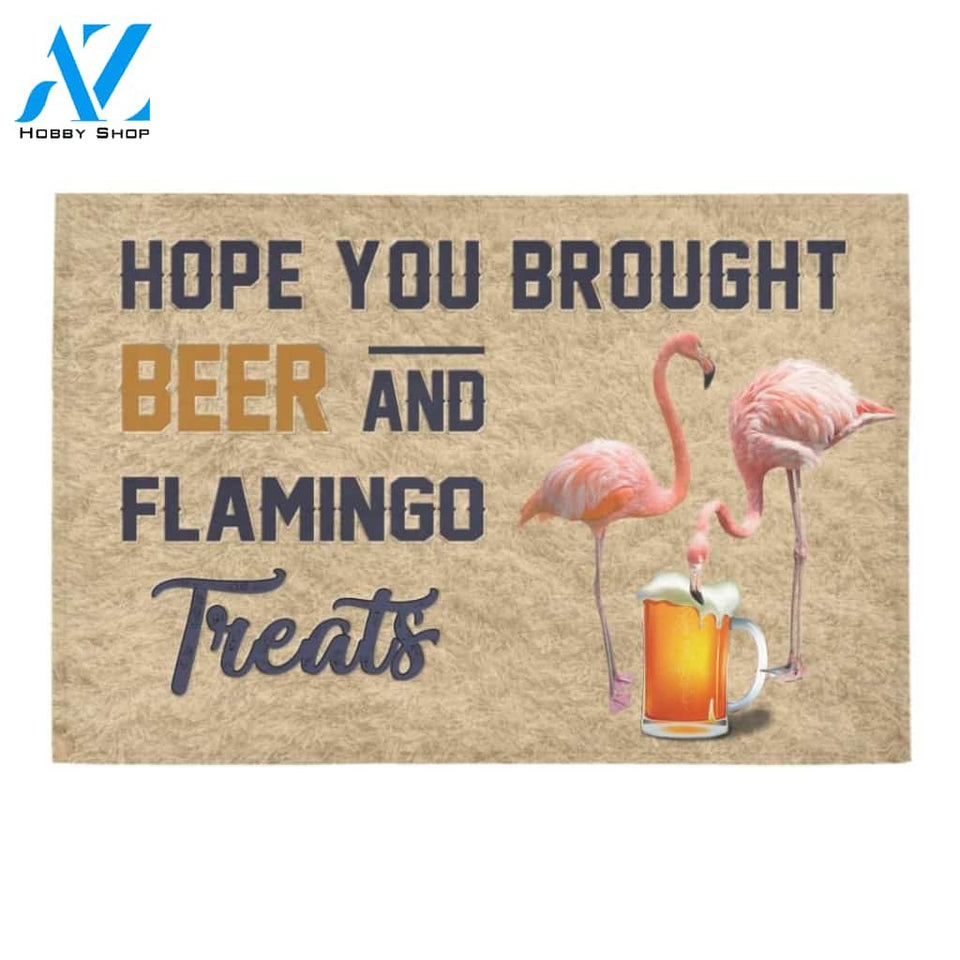 Hope You Brought Beer And Couple Flamingo Printed Doormat Home Decor