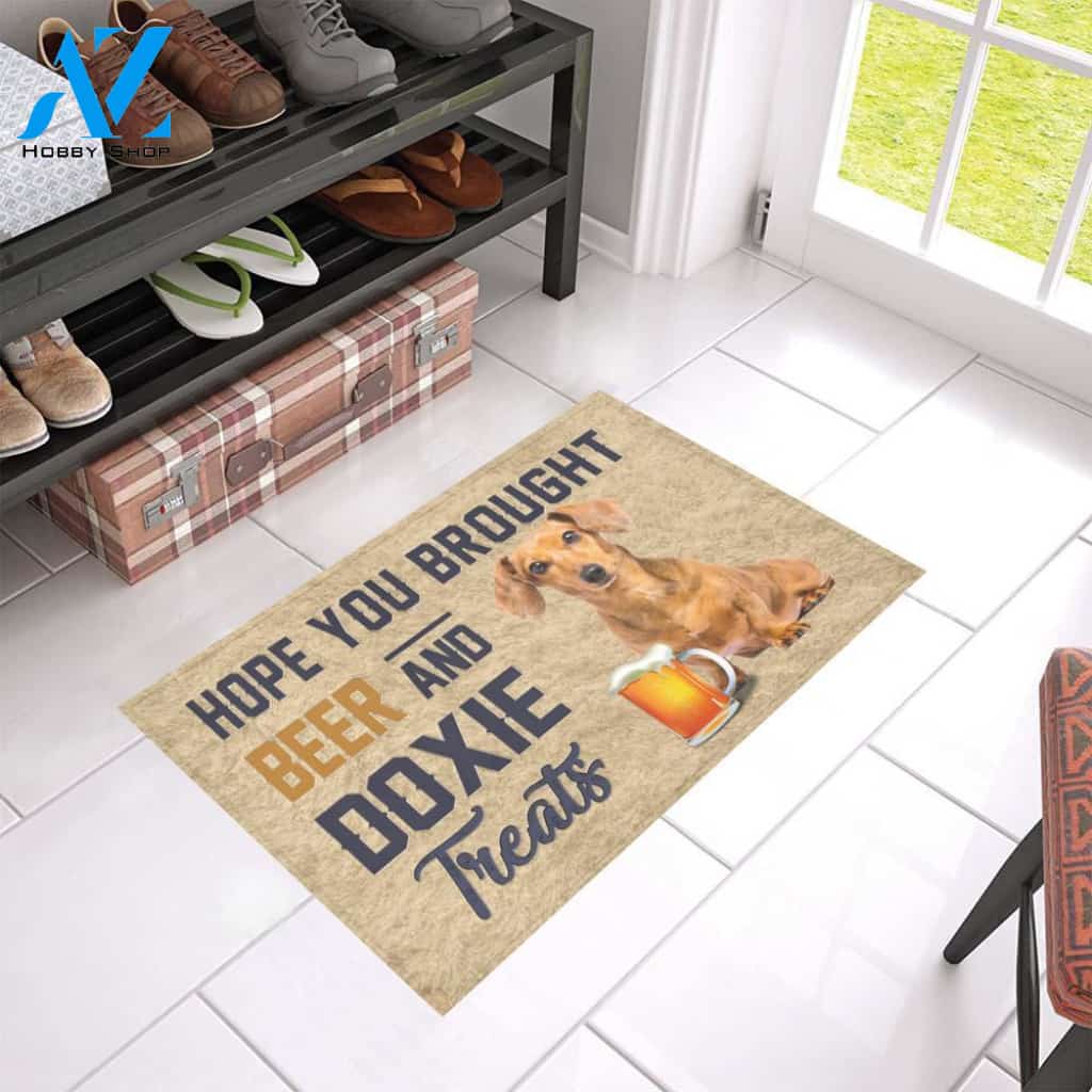 Personalized Name Family House Hope You Brought Beer And Doxie Treats Doormat Welcome Mat Housewarming Gift Home Decor Funny Doormat Best Gift Idea For Family Birthday Gift
