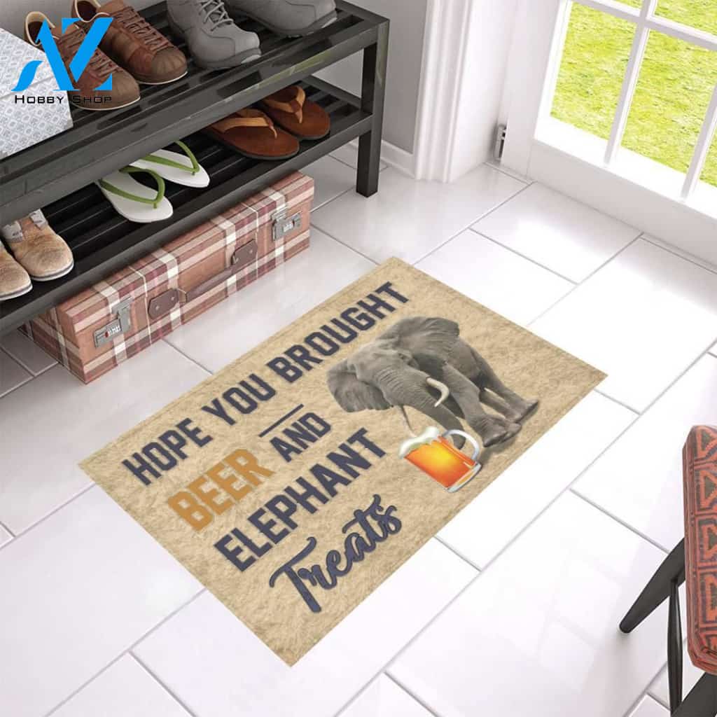 Hope You Brought Beer And Elephant Treats Printed Doormat Home Decor