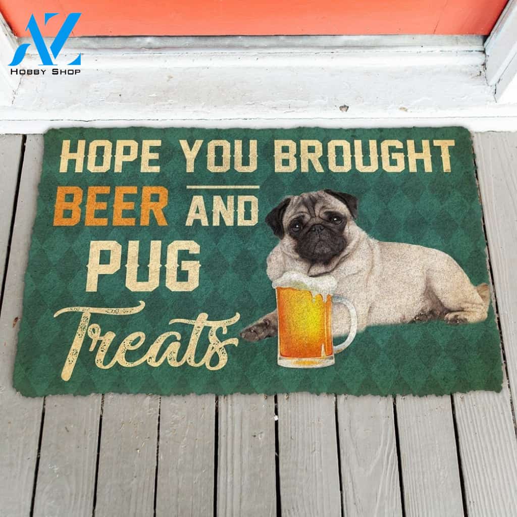 Gearhumans Gearhuman 3D Hope You Brought Beer And Pug Treats Doormat