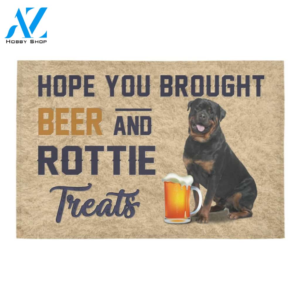 Hope You Brought Beer And Rottie Treats Doormat Welcome Mat Housewarming Gift Home Decor Funny Doormat Best Gift Idea For Family Birthday Gift