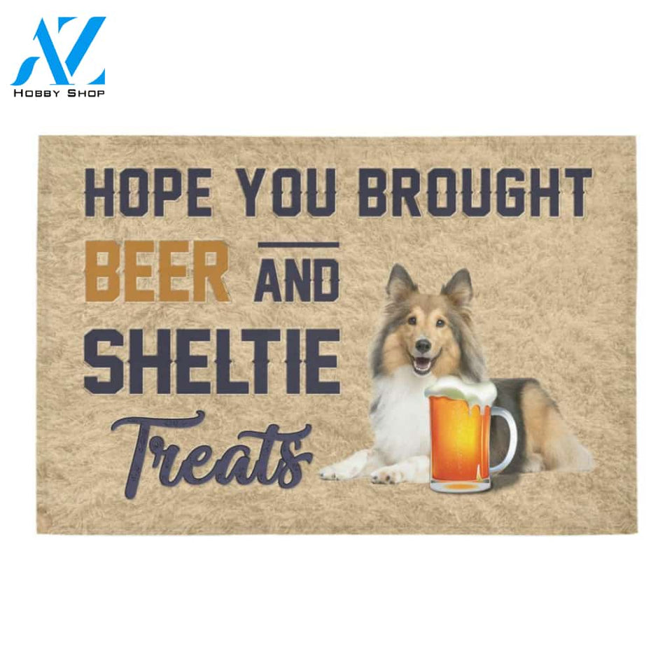 Personalized Name Family House Hope You Brought Beer And Sheltie Treats Doormat Welcome Mat Housewarming Gift Home Decor Funny Doormat Best Gift Idea For Family Birthday Gift