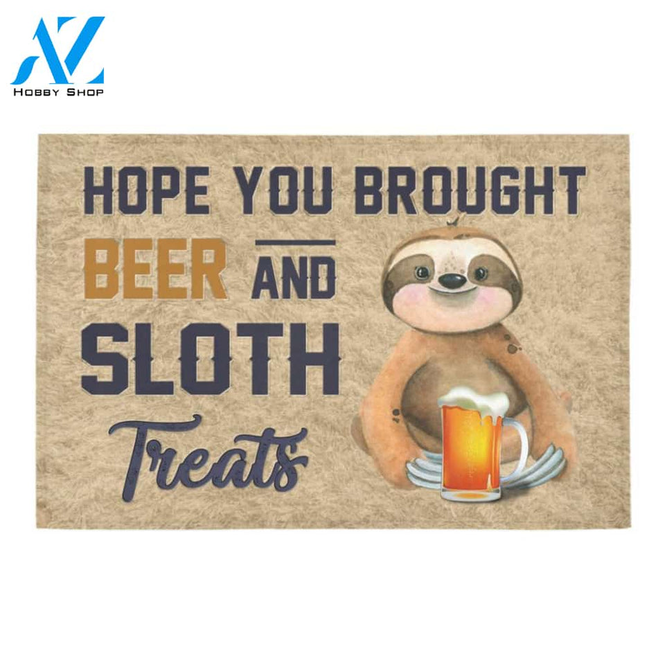 Personalized Name Family House Hope You Brought Beer And Sloth Treats Doormat Welcome Mat Housewarming Gift Home Decor Funny Doormat Best Gift Idea For Family Birthday Gift