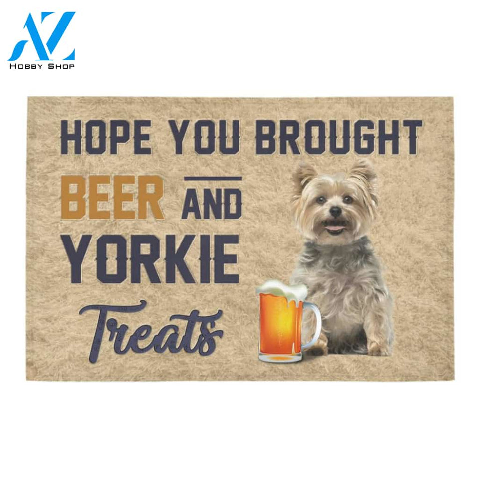 Personalized Name Family House Hope You Brought Beer And Yorkie Treats Doormat Welcome Mat Housewarming Gift Home Decor Funny Doormat Best Gift Idea For Family Birthday Gift