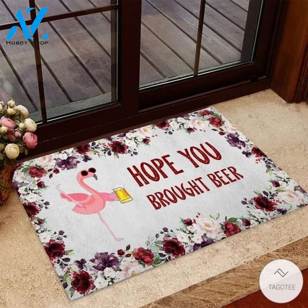 Hope you brought beer Flamingo Doormat