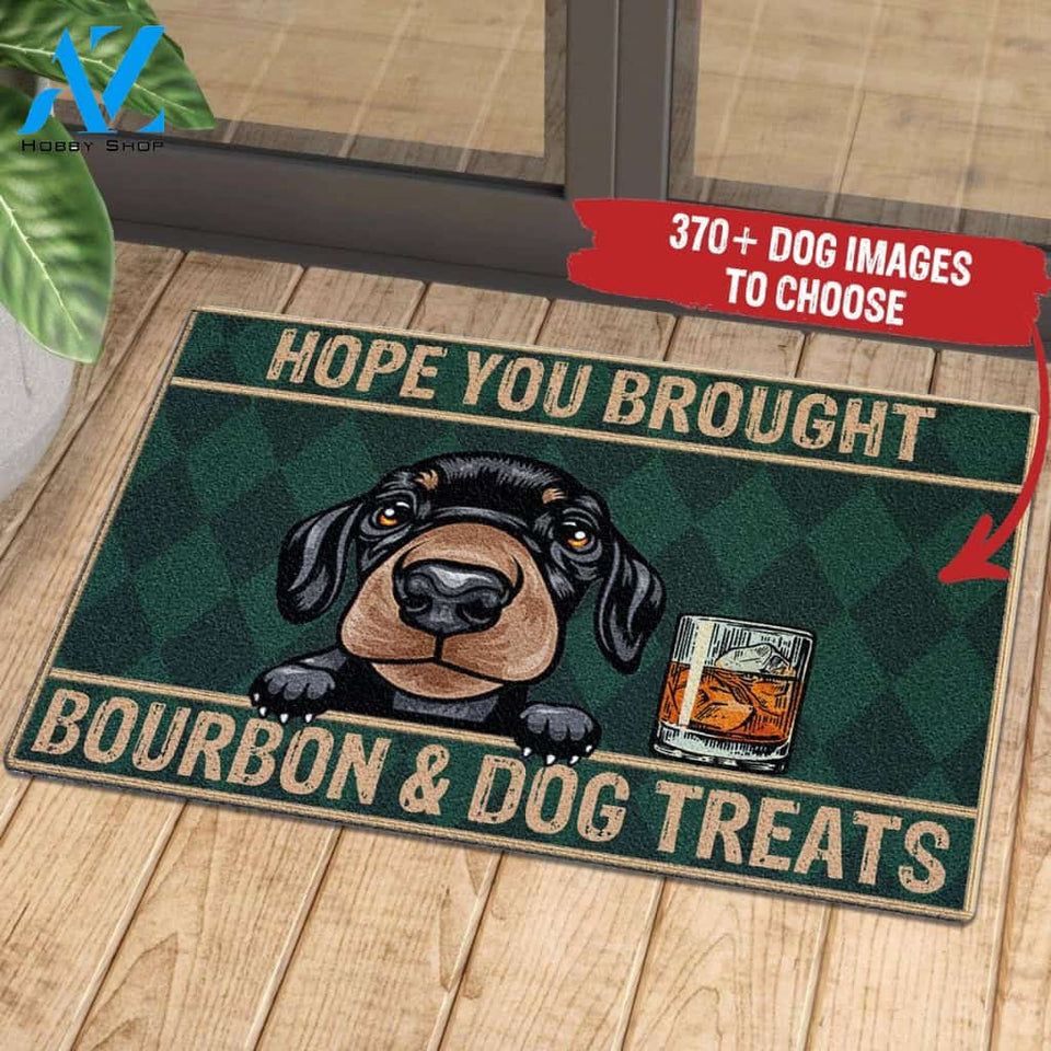 Hope You Brought Bourbon & Dog Treat Customized Mat | Welcome Mat | House Warming Gift