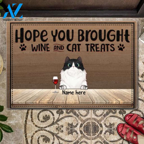 Hope You Brought Cat Treats Customized Drink And Cat Doormat | Welcome Mat | House Warming Gift