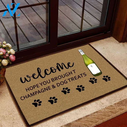 Hope You Brought Champagne and Dog Treats Doormat | Welcome Mat | House Warming Gift