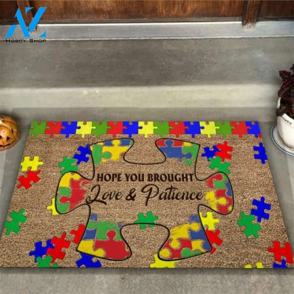 Hope you brought love and patience Autism awareness Coir pattern print Doormat | Welcome Mat | House Warming Gift