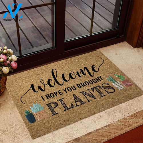 Hope you brought plants coir pattern print Gardening Doormat | Welcome Mat | House Warming Gift