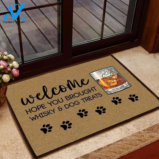 HOPE YOU BROUGHT WHISKY AND DOG TREATS DOORMAT | Welcome Mat | House Warming Gift
