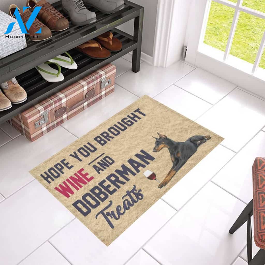 Hope You Brought Wine And Doberman Printed Doormat Home Decor