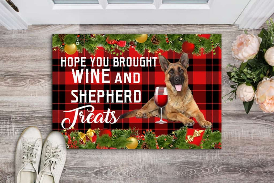 Hope You Brought Wine And Shepherd Xmas Dogs Lover Doormat Welcome Mat