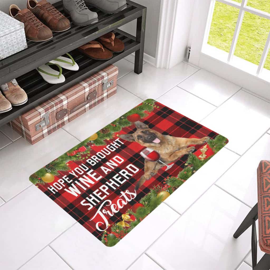 Hope You Brought Wine And Shepherd Xmas Dogs Lover Doormat Welcome Mat