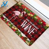 Hope You Brought Wine Flamingo Christmas Doormat All Over Print