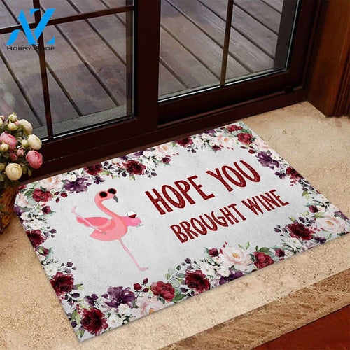 Hope You Brought Wine - Flamingo Doormat